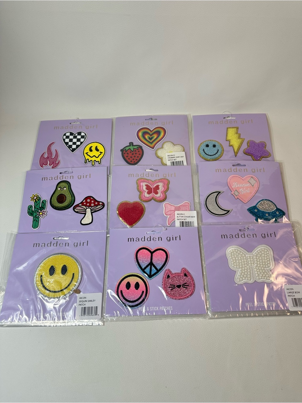 9 Pack Set-Madden Girl Assorted Colorful Kids Peel & Stick Patches